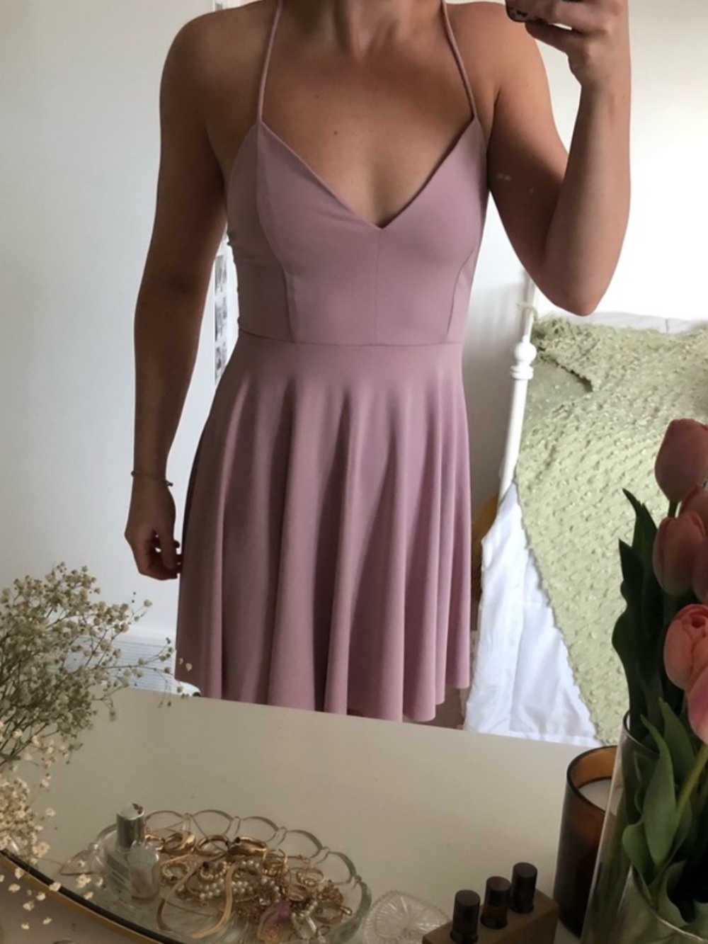 Urban Outfitters Mauve Spaghetti-Strap Mini Dress